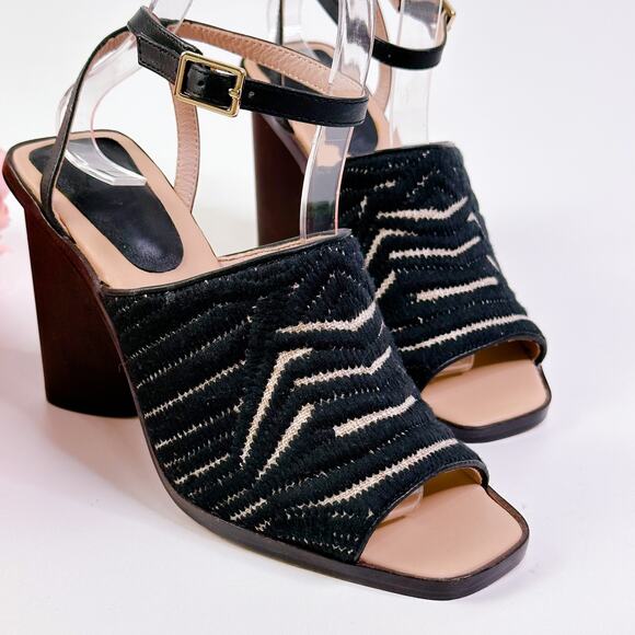 AD & Daughters Block Wooden Heel Haddix Square Toe Dress Sandals Black 6 NEW - Picture 11 of 11